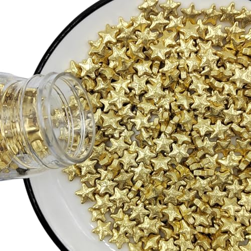10mm Gold Stars Sprinkles Edible Stars for Cake Decorating Star Cake Decorations Cupcake Toppers Baking Cookie Decorating Ice Cream Toppings