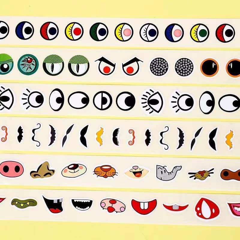 Googly Eye Sticker Labels,1000pcs Adhesive Eye Stickers, Eyes for Crafts or DIY Handmade Arts,Toys and Home Decoration (Funny Beard)