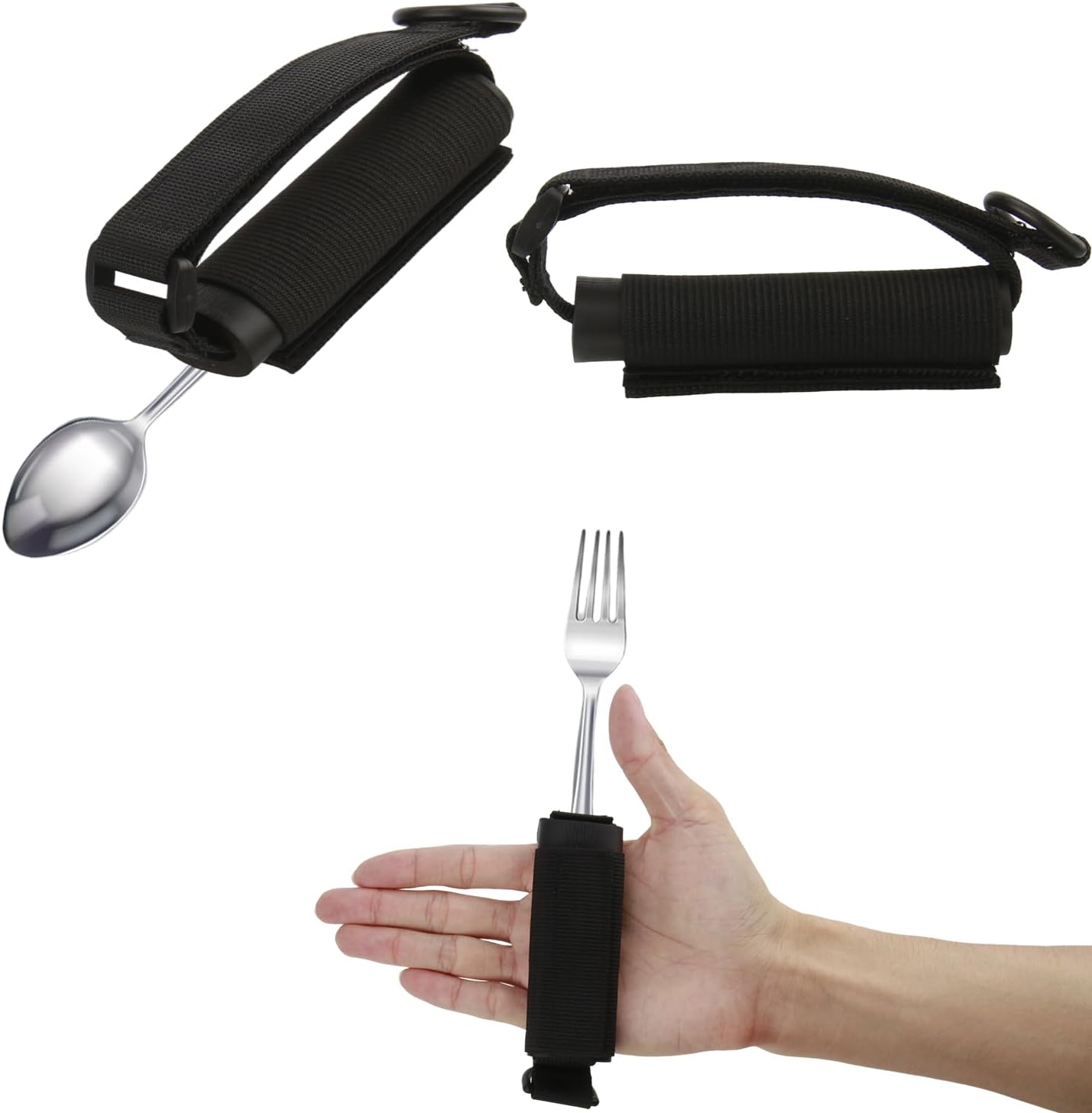 2 PCS Universal Cuff,Universal Hand Strap for Holding Utensils,Adjustable Spoon Fork Holder Strap, Useful Adaptive Utensils Aids for Elderly or the Disabled with Weak Grip to Hold Cutlery