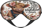 Just A Girl Who Loves Highland Cows Eye Mask for Women Men Elastic Sleeping Cover Adjustable Blackout Sleep Mask for Travel Nap