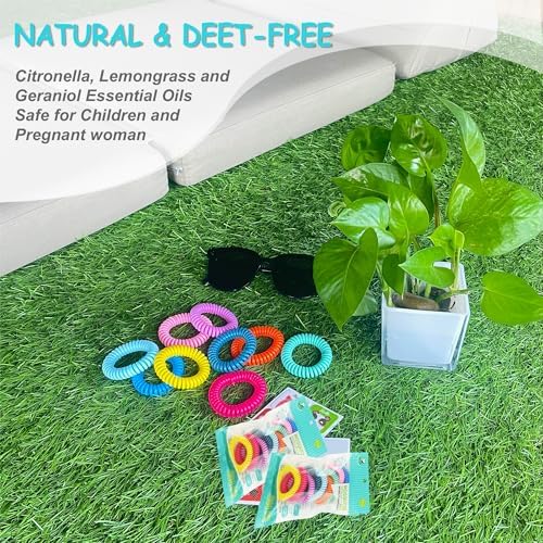 18 Pack Mosquito Repellent Bracelets with 60 Pack Mosquito Patches, DEET-Free Insect & Bug Repellent Wrist Bands for Kids & Adults Outdoor Camping Fishing Traveling