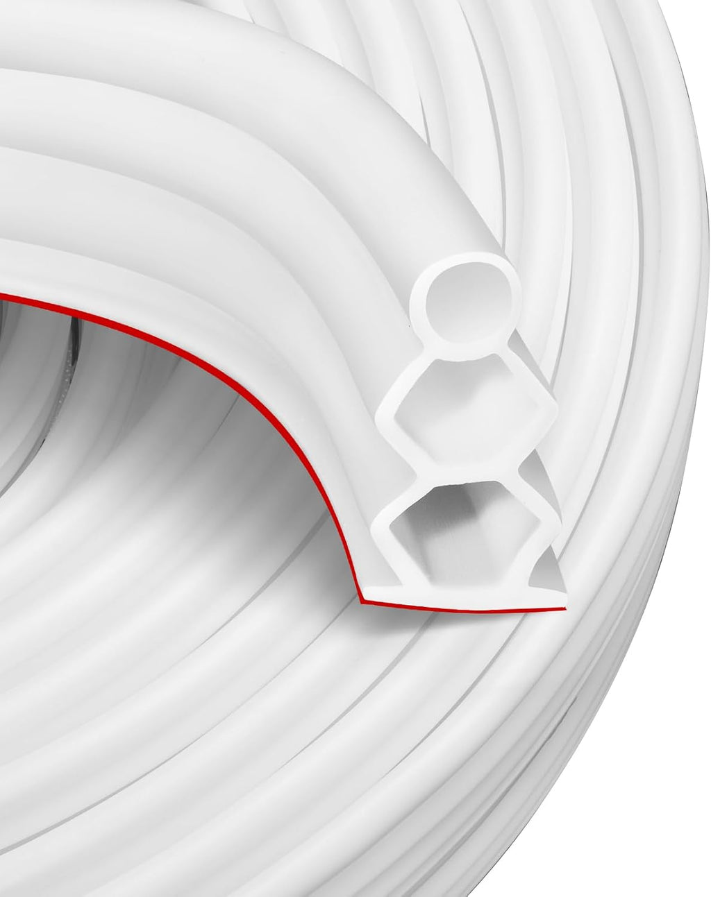 40 Feet Self-Adhesive Rubber Weather Stripping Fits Big Gaps, Extra Thick Rubber Door Weather Stripping Door Seal Strip for Door Frame Door Insulation Strip Waterproof(White)