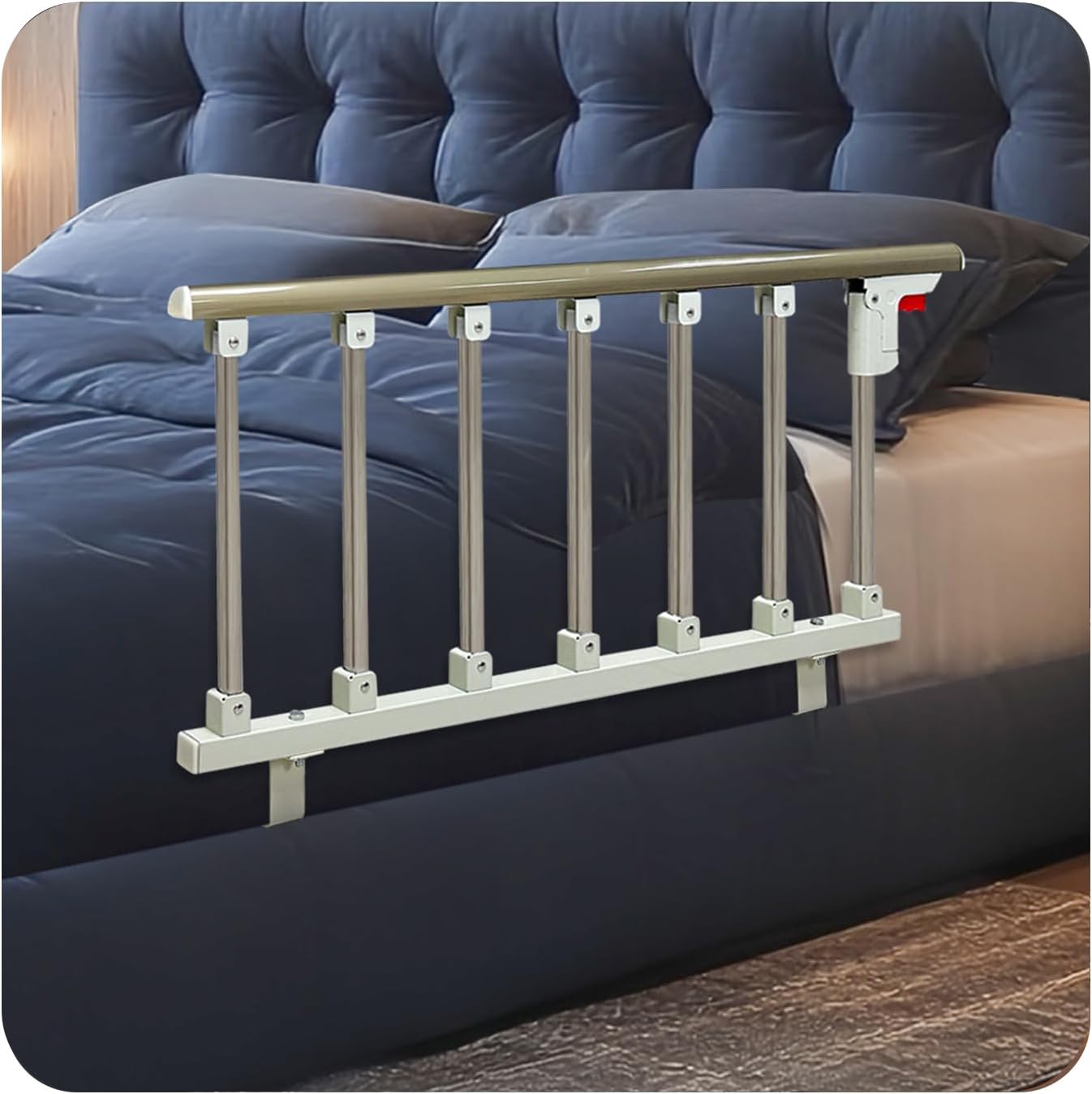 Bed Rails for Elderly Adults Safety, Folding Assist Seniors Handle Bedside Railings, Side Cane Hospital Guard Rails, Medical Half Bed Hand Rail, Handicap Bars for King Queen Size Bed Fall Prevention