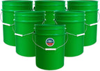 5 Gallon Bucket Only | Made in USA | Food Grade | Durable 90 Mil All Purpose Pail | BPA Free | Premium HPDE | Easy Stack and Store | Lids Not Included (Green, 6)