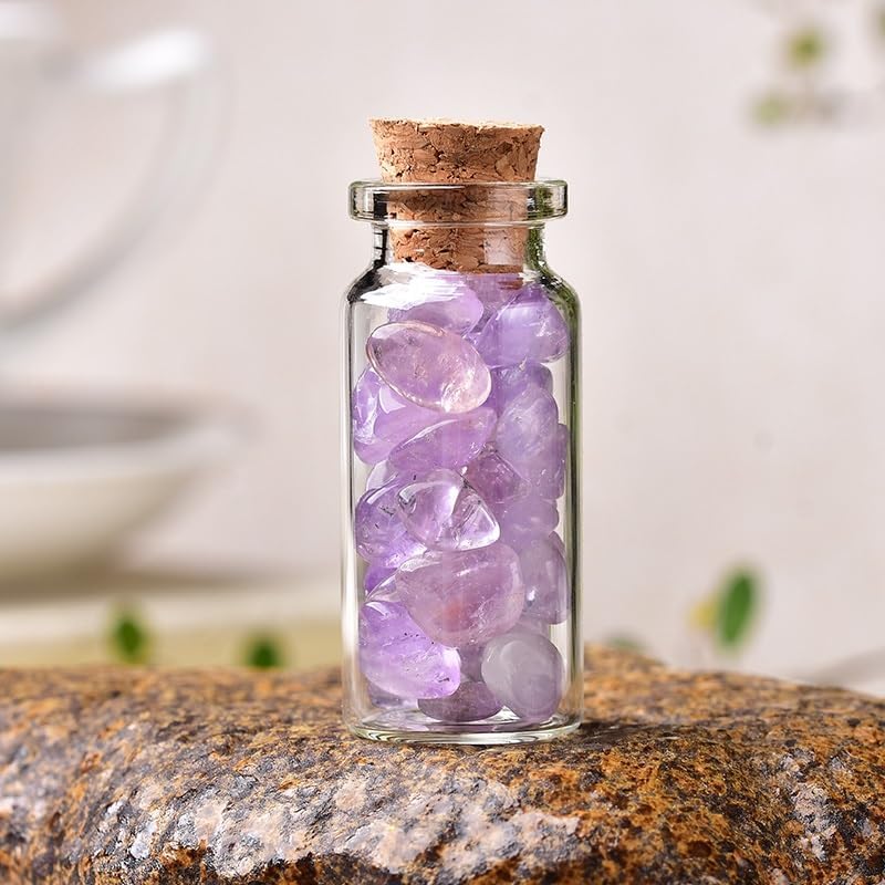 Natural Crystal Glass Wishing Bottle Home Decoration Healing Stone Lucky Drifting Bottle(Brown,40 * 22mm)