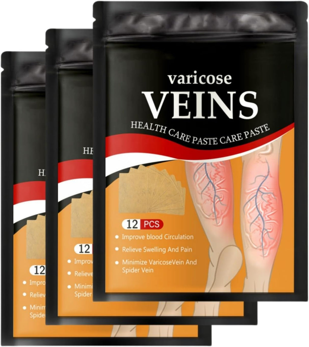 Varicose Vein Relief Patches, Breathable Patches for Legs Spider Veins, Natural Turmeric Formula, 36 Pieces