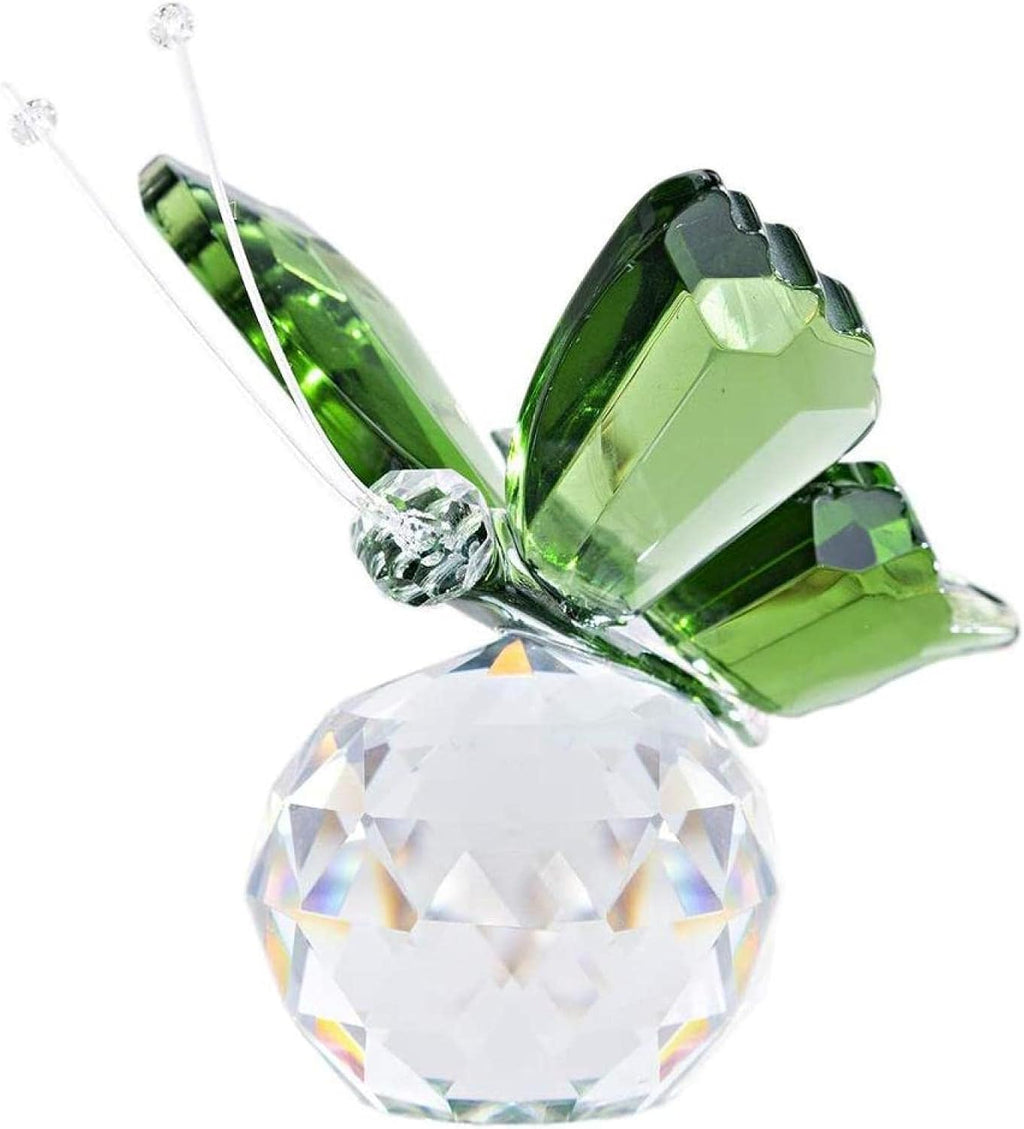 Crystal Butterfly Glass Craft, Natural Stones Animal Figurine,Home Desktop Decor Ornament, Wedding Souvenir Gifts1PCS (Green)