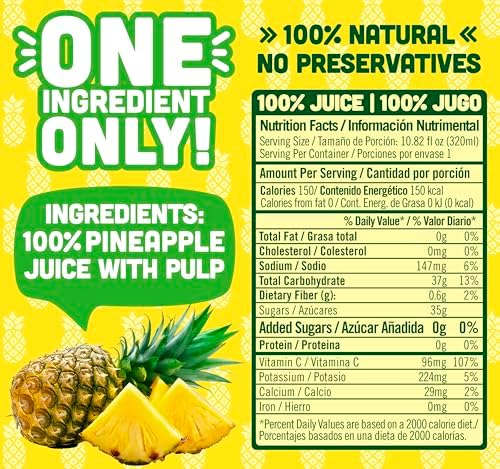 NILO Pineapple Juice | 100% Squeezed Pineapple Pina | NO Sugar added | NOT From Concentrate | 10.8 oz (Pack of 12)