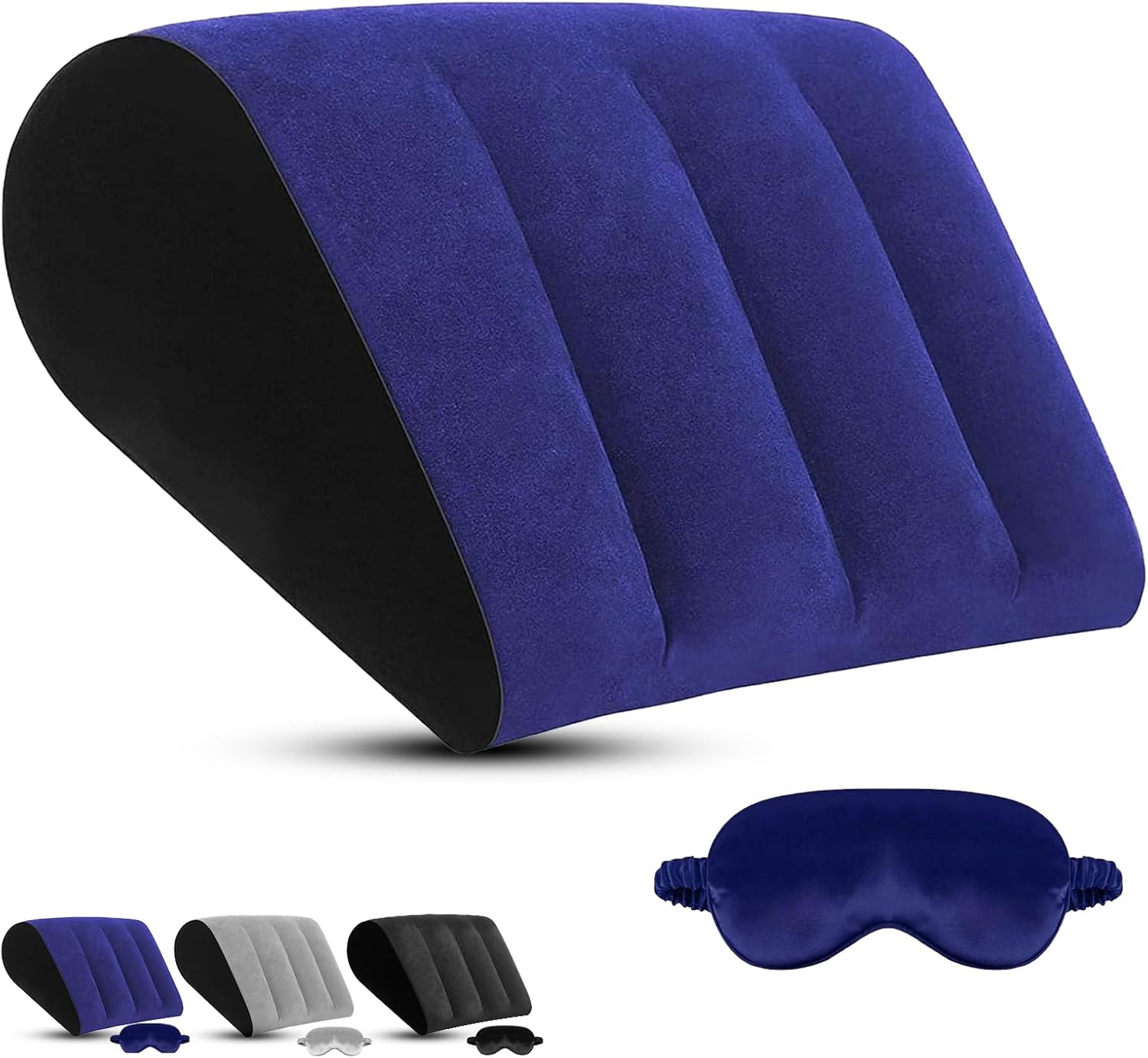 Inflatable Wedge Pillow for Traveling - Portable Bed Wedge Cushion for Feet Elevation,Back,Knee Support & Acid Reflux Relief,Wedge Pillows with Eye Mask for Sleeping,Seniors,Snoring on Chair,Sofa Use