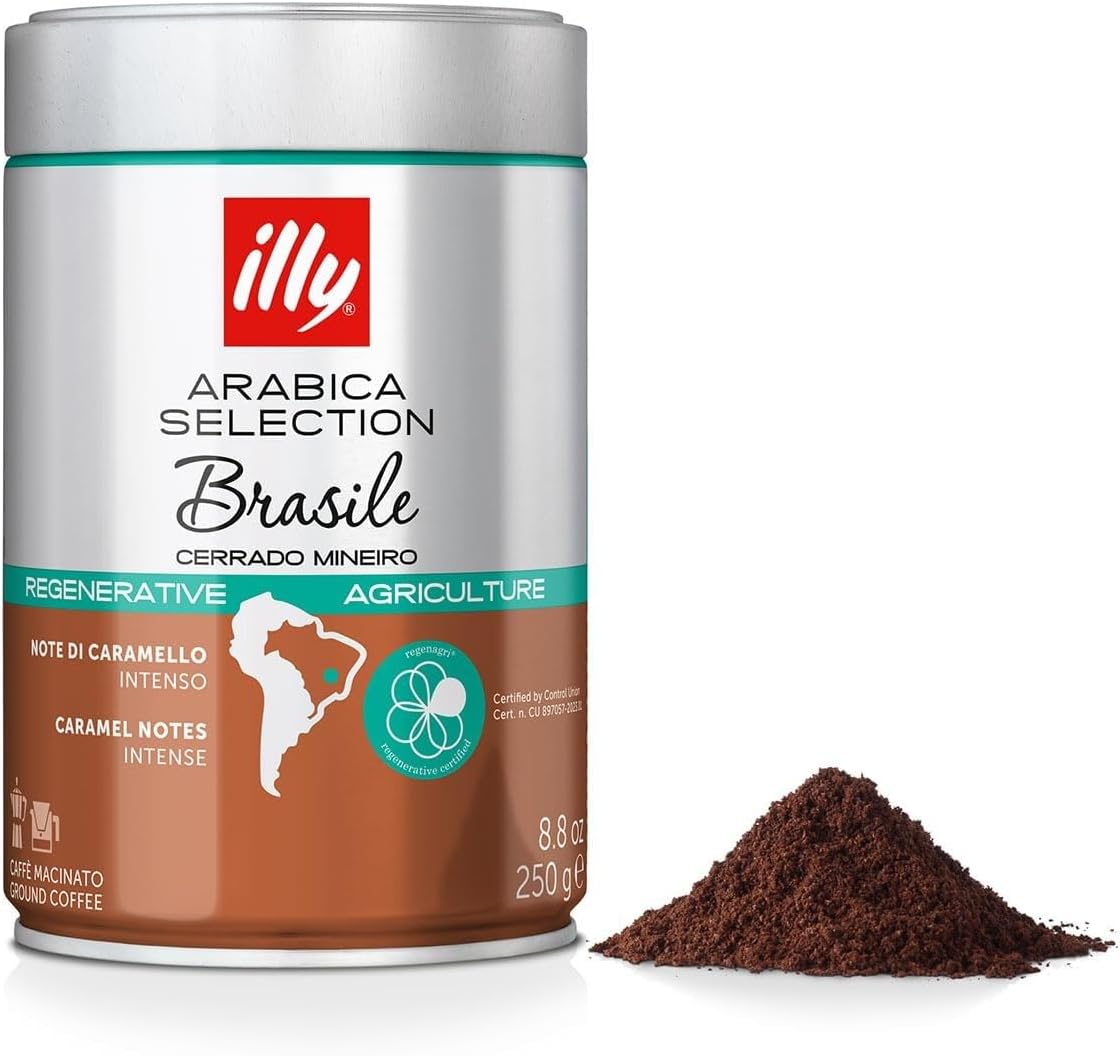 illy Arabica Selections Brasile - Cerrado Mineiro Ground Coffee, Regenerative Agriculture Coffee, 8.8oz (Pack of 1)