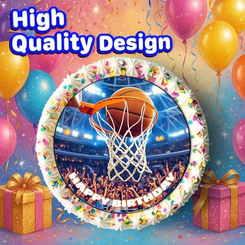 7.5x Inch Edible Cake Toppers – Basketball Themed Birthday Party Collection of Edible Cake Decorations