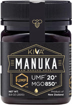 Kiva Raw Manuka Honey Certified UMF 20+, MGO 850+ 100% Pure New Zealand Honey - Non-GMO, Traceable, Non-Glyphosate (8.8 oz)