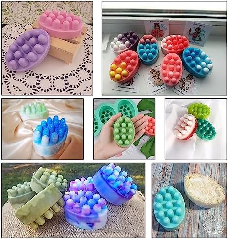 2Pcs Silicone Massage Bar Soap Molds, Handmade Soap Molds for Soap Making, 3D Hair Comb Ice Mold Scalp Massager, Hair Brush Soap Bar Silicone Mold, Food Grade Soap Mould Massage Moulds