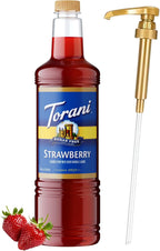 Torani Sugar Free Strawberry Syrup 1 Liter Bottle with Pump – Zero Calorie Keto-Friendly Drink Flavoring for Coffee, Cocktails, Mocktails, Sodas & Desserts – No Sugar, Low Carb Beverage Enhancer