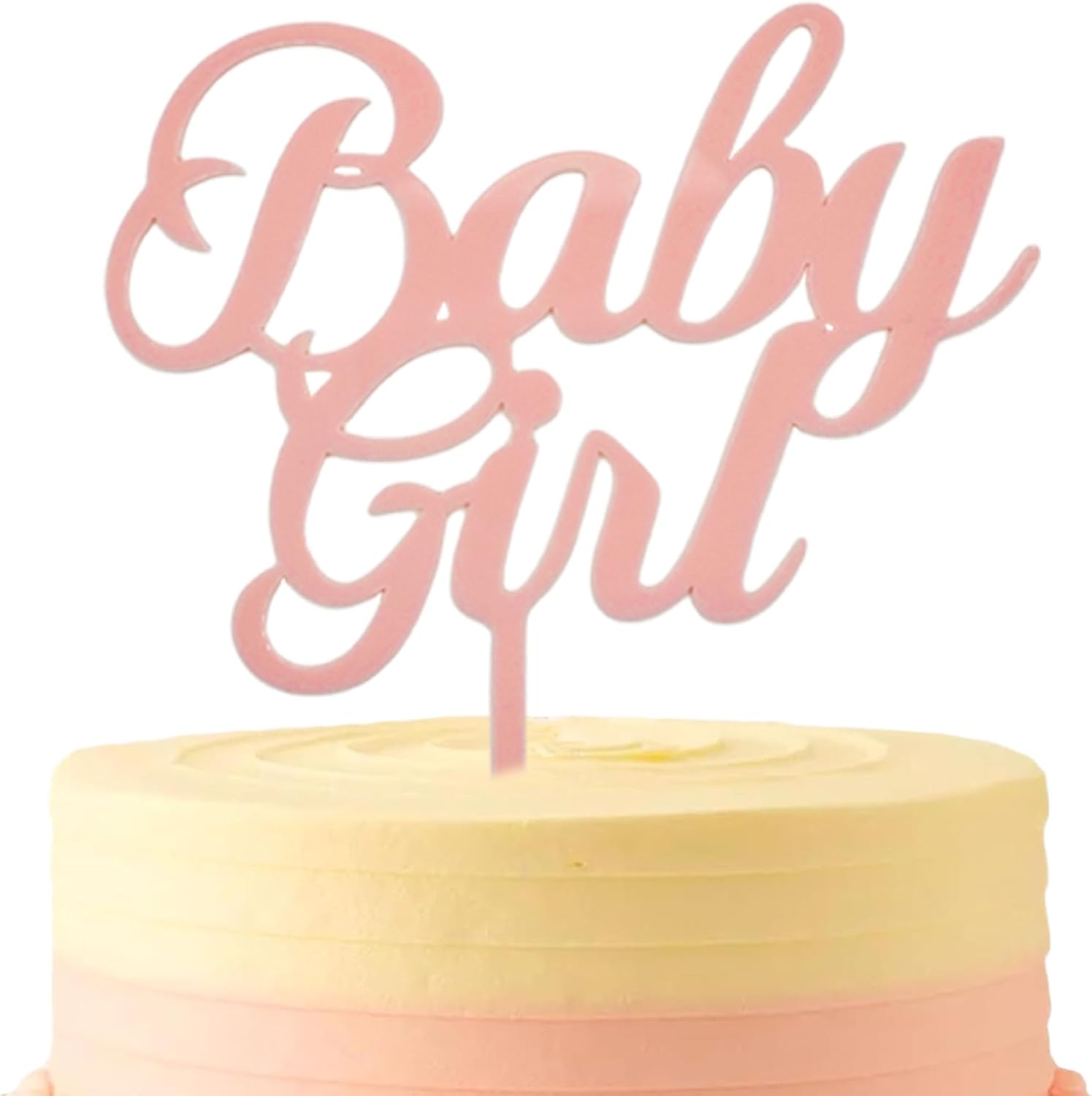 1 PCS Baby Girl Cake Topper Pink Acrylic Cake Decorations for Reveal Baby Gender, Girl Birthday Party Cake Decoration Supplies