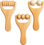 Wooden Massage Roller, Wooden Foot Massager Roller, Three Massage Tools Set for Muscle Relaxation, Handheld Wood Body Roller, Natural Wood Construction with Ergonomic Design