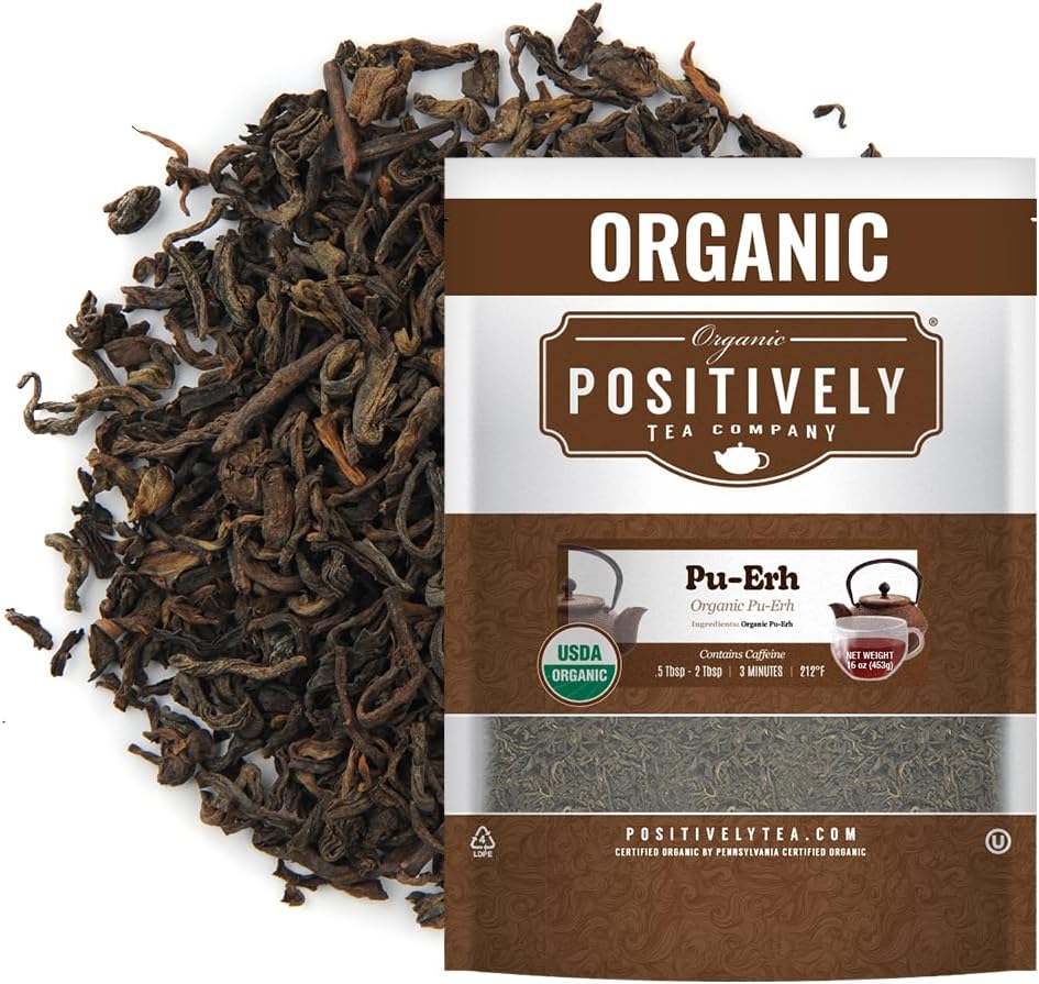 Organic Positively Tea Company, Pu-Erh Tea, Loose Leaf, 16 Ounce