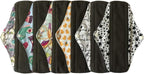 MUMBABY 6 Pieces 25.4cm (10 inch) Regular Charcoal Bamboo Mama Cloth/Menstrual Pads/Reusable Sanitary Pads (White, M)