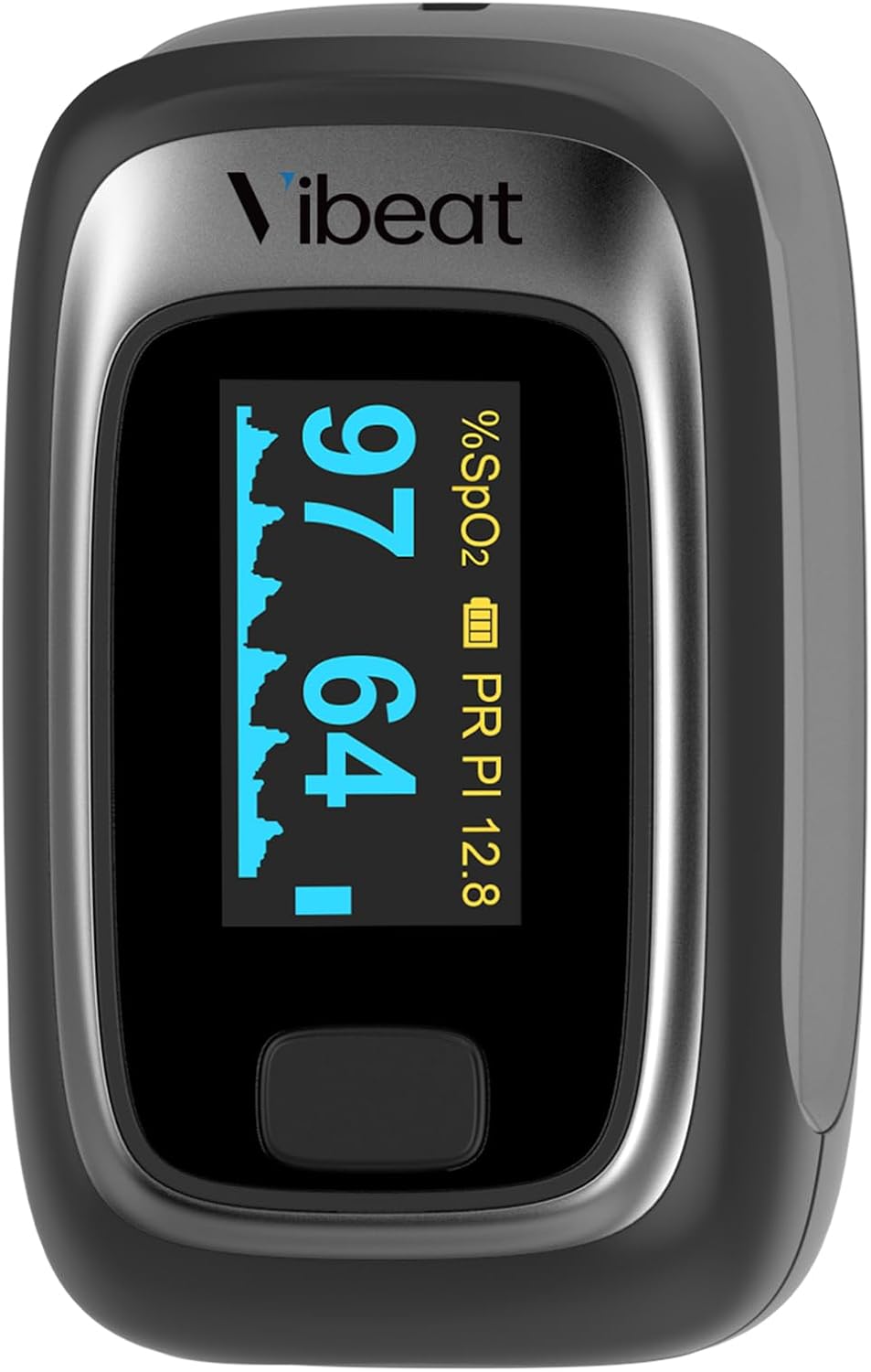 Vibeat Fingertip Pulse Oximeter, Blood Oxygen Saturation Monitor, Finger O2 Sensor with Pulse Rate, Batteries and Lanyard Included, Black