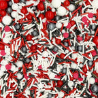 Dynastang Red & White & Black Sprinkles Mixed Style Edible Cake Decorations Cupcake Toppers Cookie Perfect for Cakes, Cupcakes, Desserts Toppings 3OZ