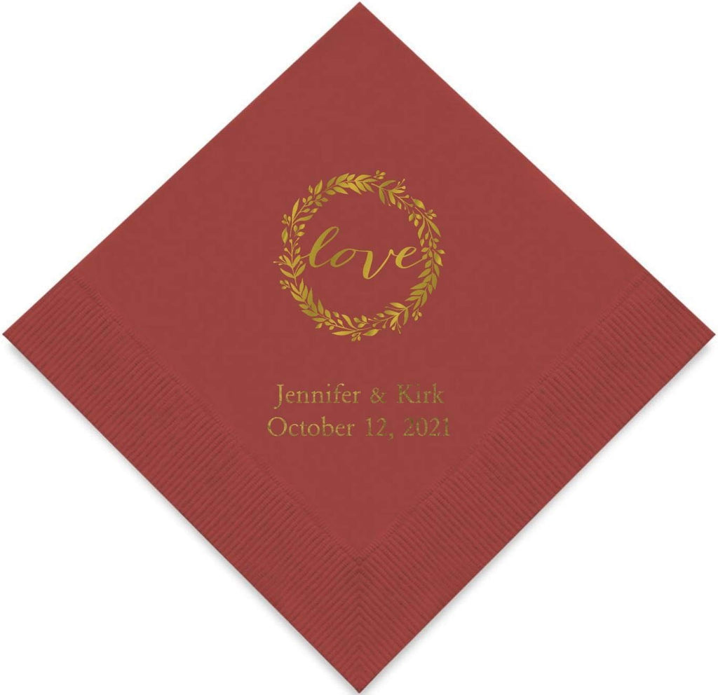 Weddingstar Personalized Printed Paper Napkins 3-Ply 50 Pack - Cocktail Wine