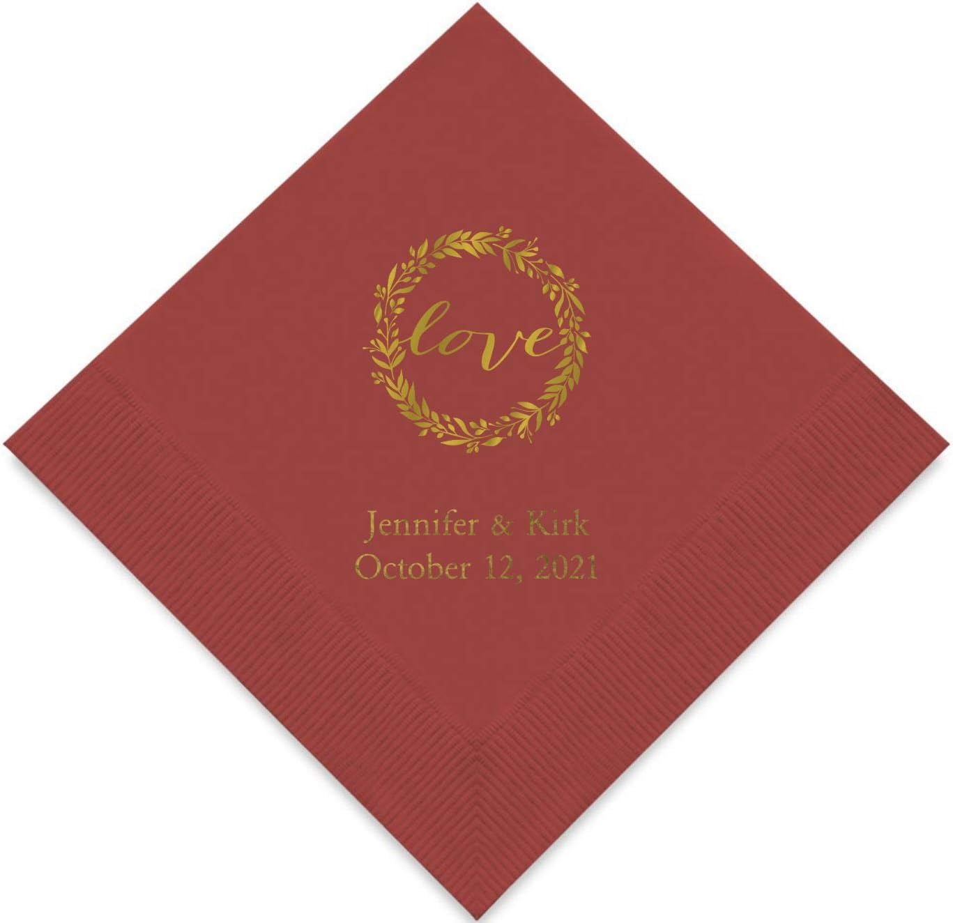 Weddingstar Personalized Printed Paper Napkins 3-Ply 50 Pack - Cocktail Wine