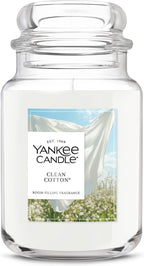 Yankee Candle Clean Cotton, Scented Candle, 22oz Large Jar with up to 150 Hour Burn Time, Giftable, Birthdays