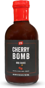 PS Seasoning Cherry Bomb - Door County Cherry BBQ Sauce - All-Purpose Marinade, Glaze, Baste, and Dip - Sweet and Tangy, Great for Pork, Beef, Salmon, Chicken, Ribs, Tenderloin, and more