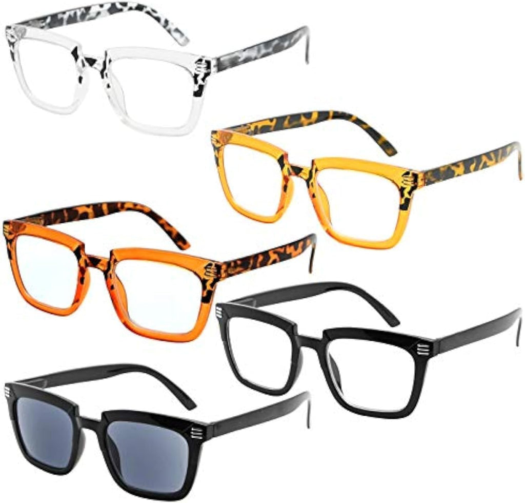 Eyekepper 5-Pack Design Reading Glasses for Women Include Reading Sunglasses +3.00