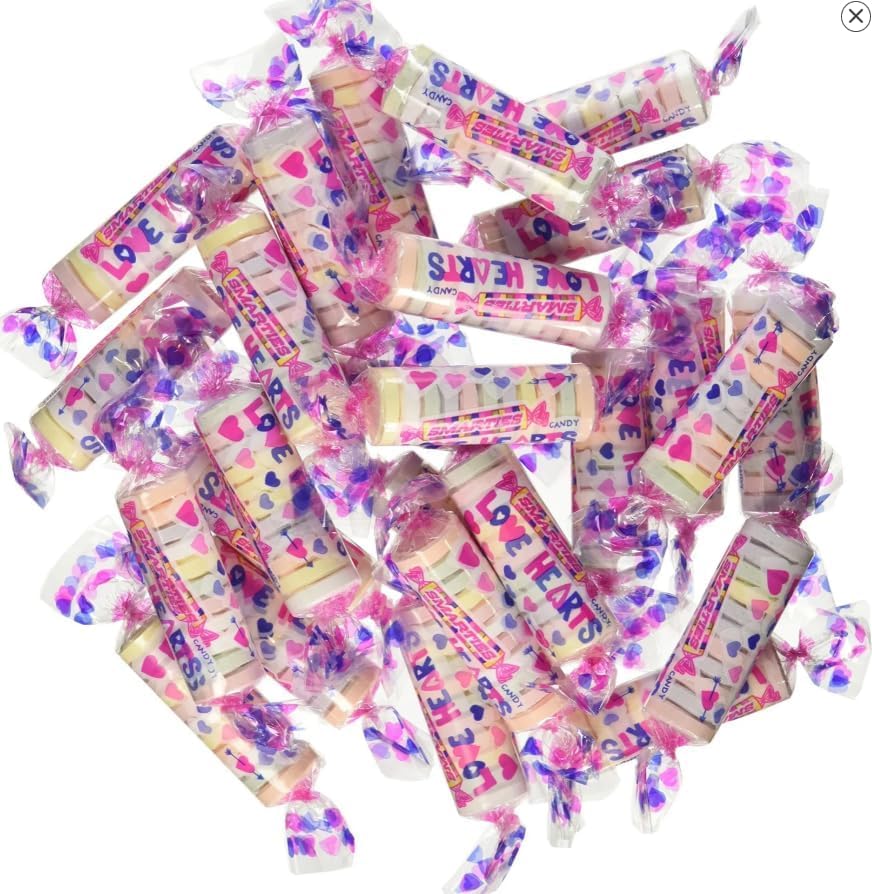 Smarty Love Hearts Candy Rolls 55 Count Valentine’s Hard Candy – Sweet Tart Heart Candies, 35oz Total