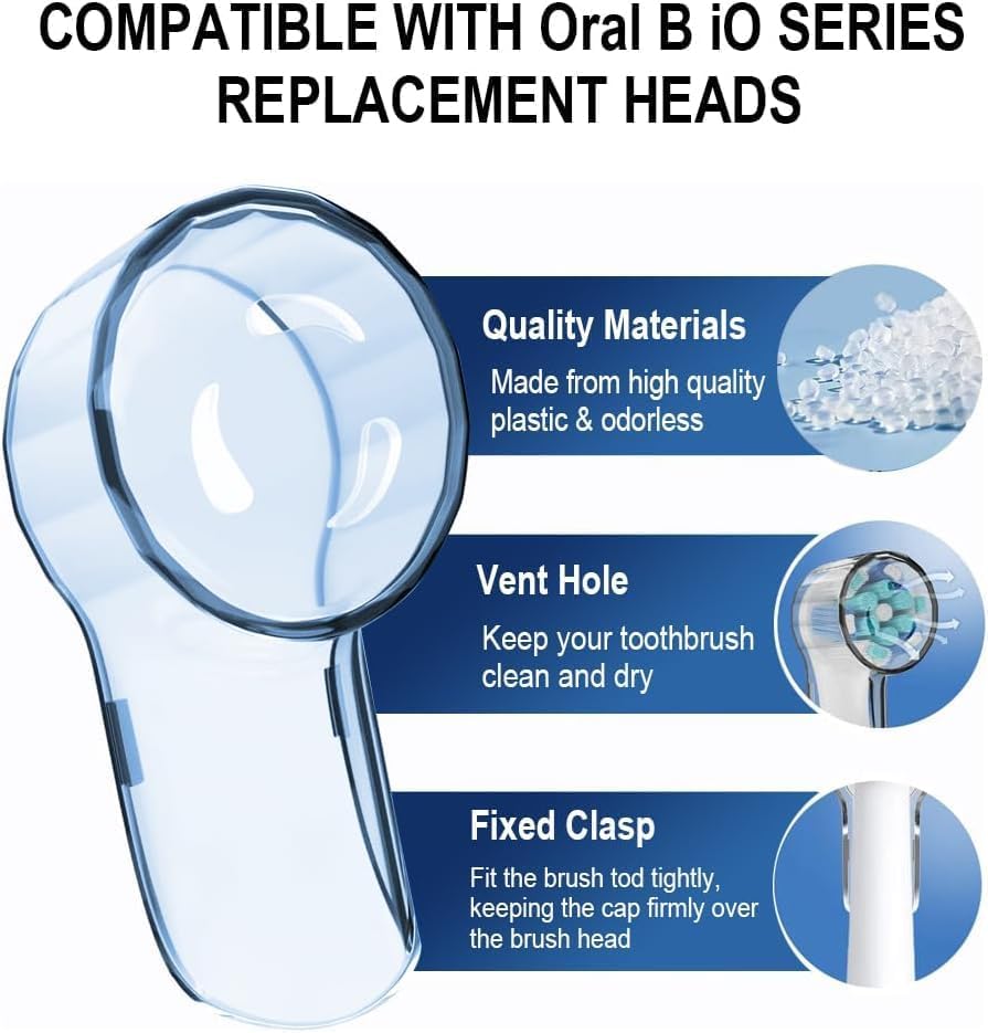 6 Pack Toothbrush Covers Compatible with Oral B iO Replacement Heads, Toothbrush Cover Caps Compatible with Oral B Pro1000 Electric Toothbrush Head，iO Toothbrush Head Cover for Travel & Home