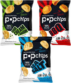 Popchips Potato Chips Variety Pack, Sea Salt, BBQ, Sour Cream & Onion, 12ct Single Serve 0.8oz Bags, Gluten Free, Salty Snacks for Adults and Children, Non-GMO & Kosher, 100 Calories Per Bag