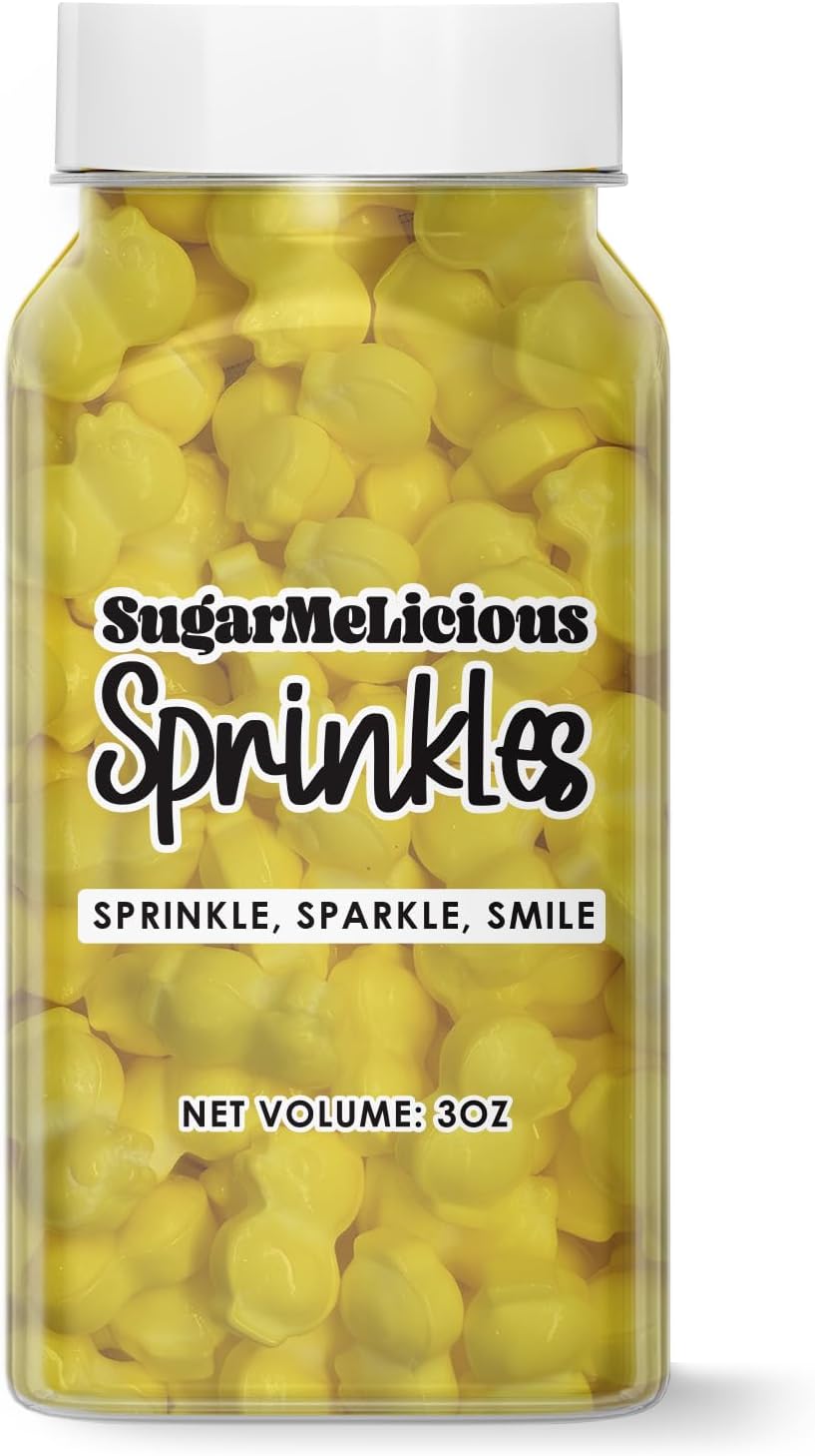 SugarMeLicious Thick Duck Shaped Sprinkles, Edible Animal Decorations for Cakes Cupcakes Cookies and Desserts, Baby Shower Theme Baking Sprinkles, 3 Ounce Jar