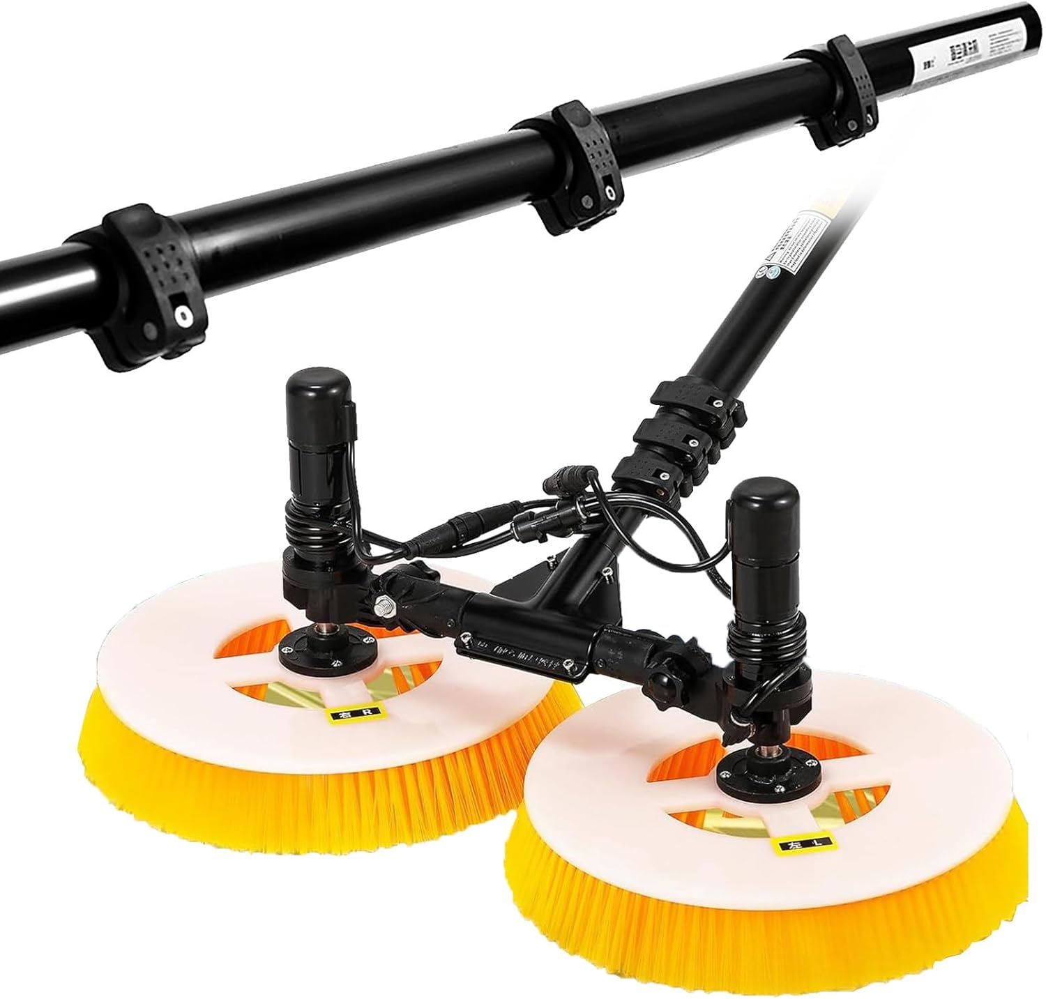 25ft Solar Panel Cleaning Tool, Solar Panel Cleaning Brush and Pole Water Fed Pole Kit, Dual Head Electric Window Washing Equipment,Lithium Battery-7.5m/24ft