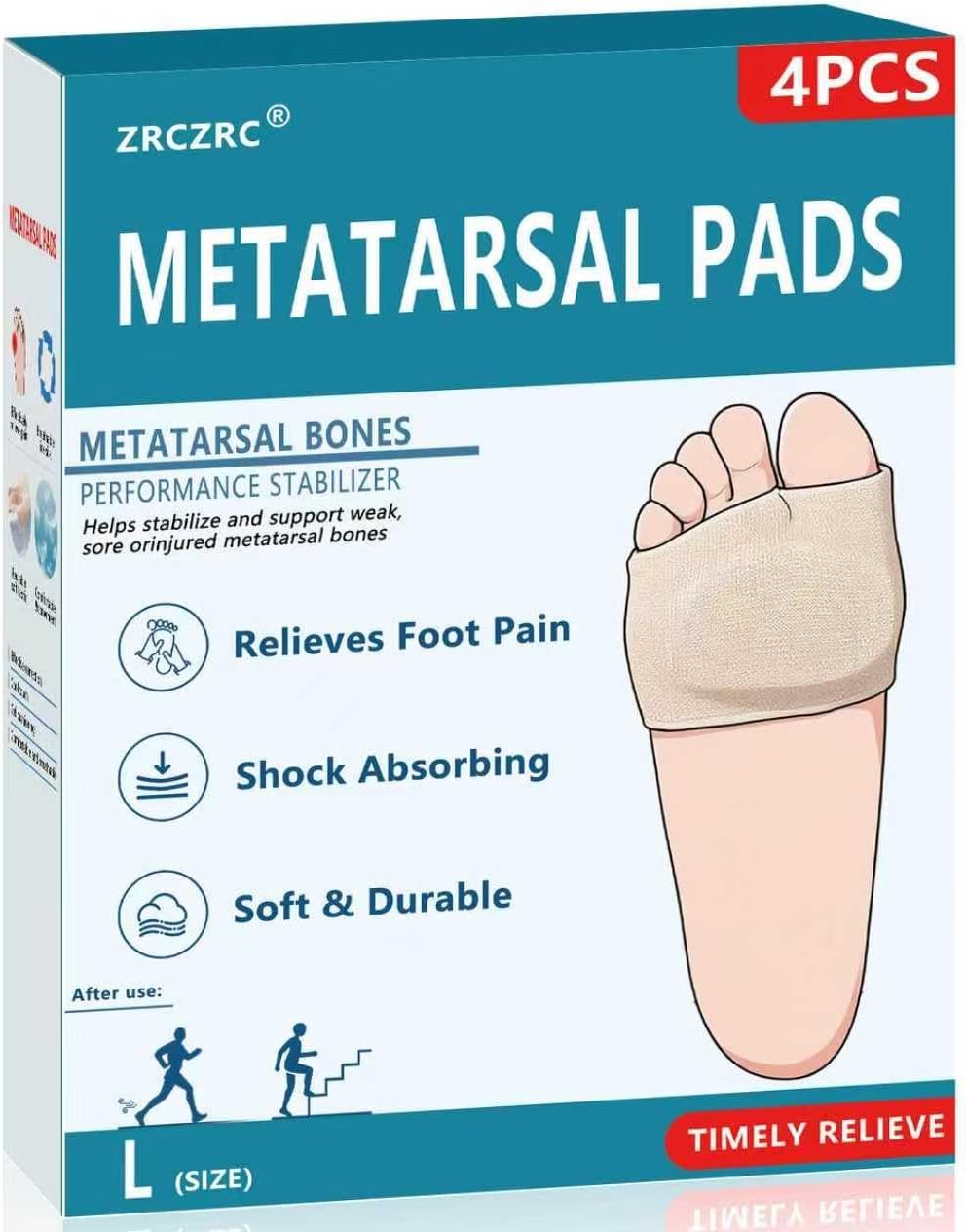 4PCS Metatarsal Pads for Men and Women, Ball of Foot Cushion with Gel Pad, Foot Pads for Ball Pain Relief, Morton's Neuroma, Metatarsalgia Support(Beige/L)