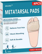 4PCS Metatarsal Pads for Men and Women, Ball of Foot Cushion with Gel Pad, Foot Pads for Ball Pain Relief, Morton's Neuroma, Metatarsalgia Support(Beige/L)