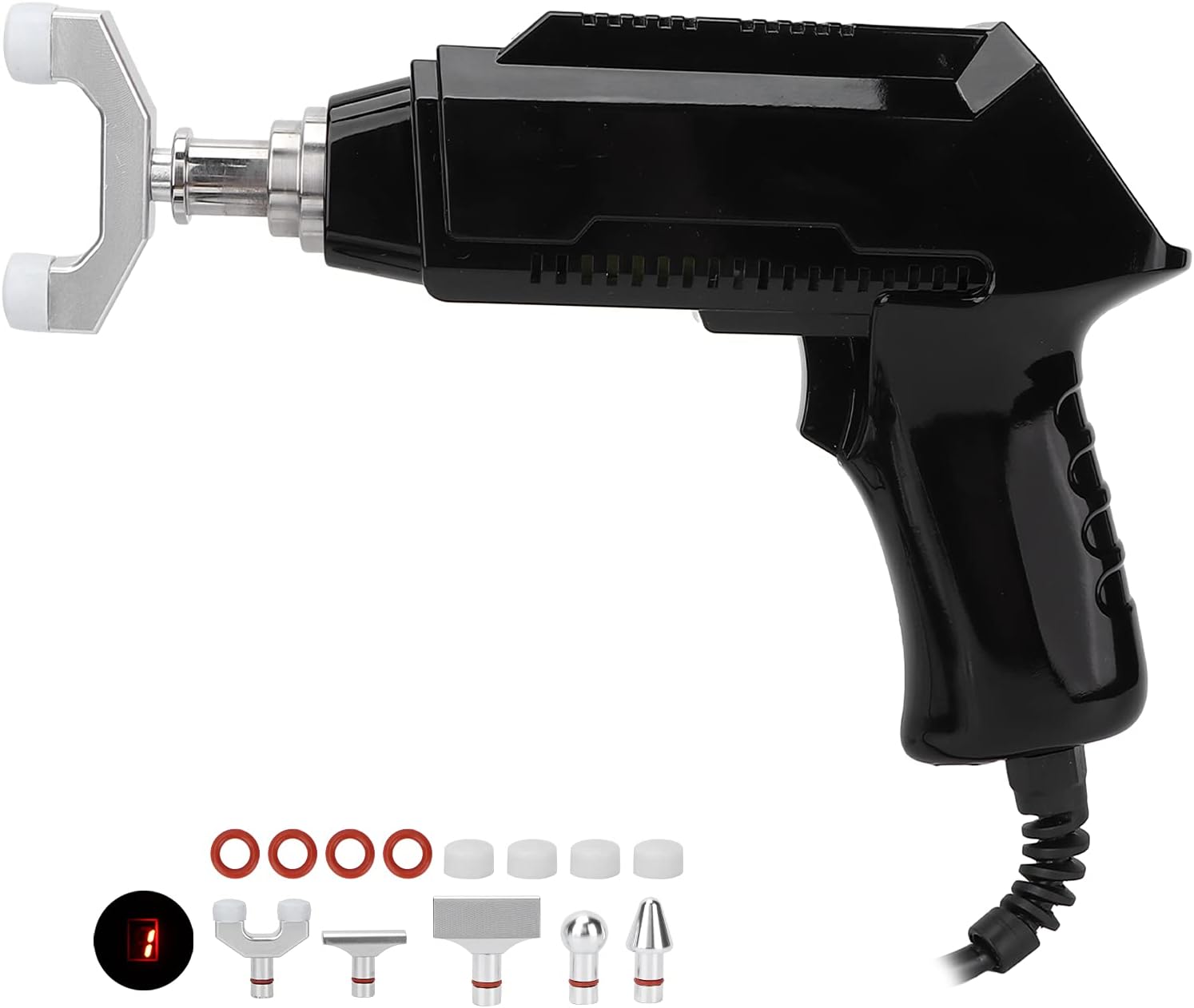 Electric Chiropractor, Heat Resistant Chiropractor with 6 Levels of Regulable Force, Correction Tool with Six Interchangeable Massage Heads(US)