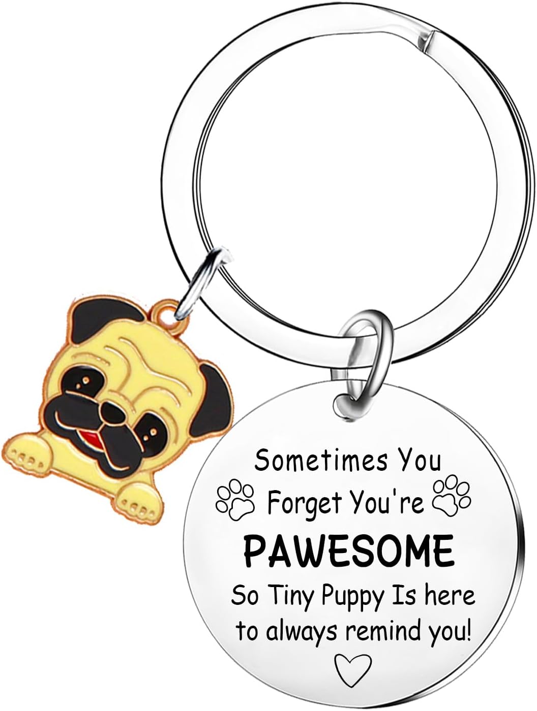 malyunin Emotional Support Pug Dog Gifts For Women Men Positive Pug Keychain Gifts For Pugs Lovers Dog Mom Dogs Dad Christmas Birthday Gift For Dogs Lovers