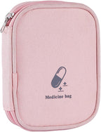 Small First Aid Bag Empty, Portable Travel Pill Bag Double Zipper First Aid Pouch with Handle for Family Outdoors Hiking Camping Car Office Workplace (Pink)