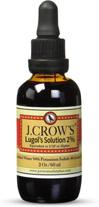 J.CROW'S® Lugol's Solution of Iodine 2% 2 oz (1 Bottle) – Premium Iodine & Potassium Iodide Liquid, Gluten &, Alcohol-Free Natural Brine Extract, No Expiration
