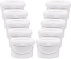 10 Pack White Plastic Bucket with Handle and Lid Food Storage Bucket Containers All Purpose Pail for Multipurpose Paint Water Art Crafts Projects Garage Organization (1 Gallon White)