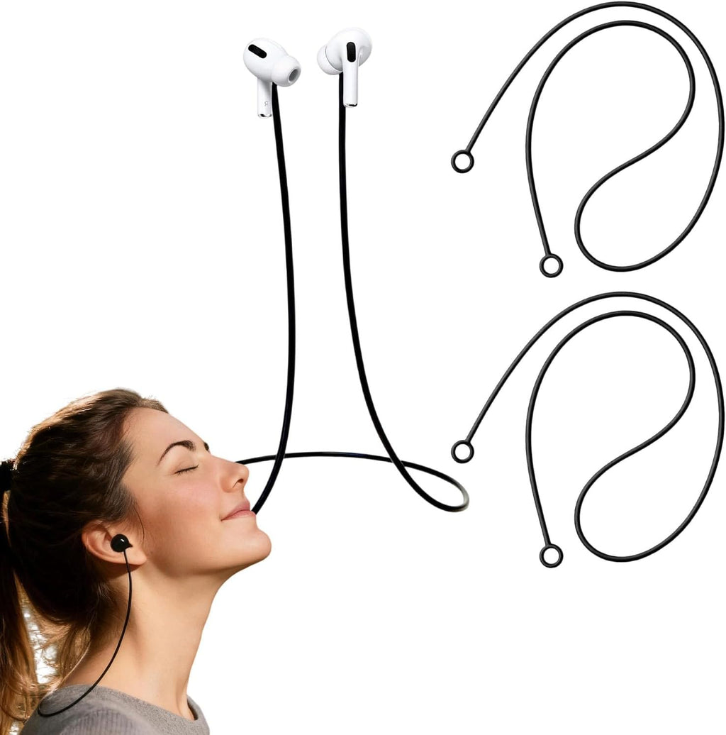 Anti-Lost Earplug Lanyard, 2PCS Silicone Earphones Anti-Lost Straps, Soft Tug-Resistant Sports Earplug Lanyard, Flexible Wire Cable Connector, Silicone Lanyard with Most Earplugs with Removable Tips