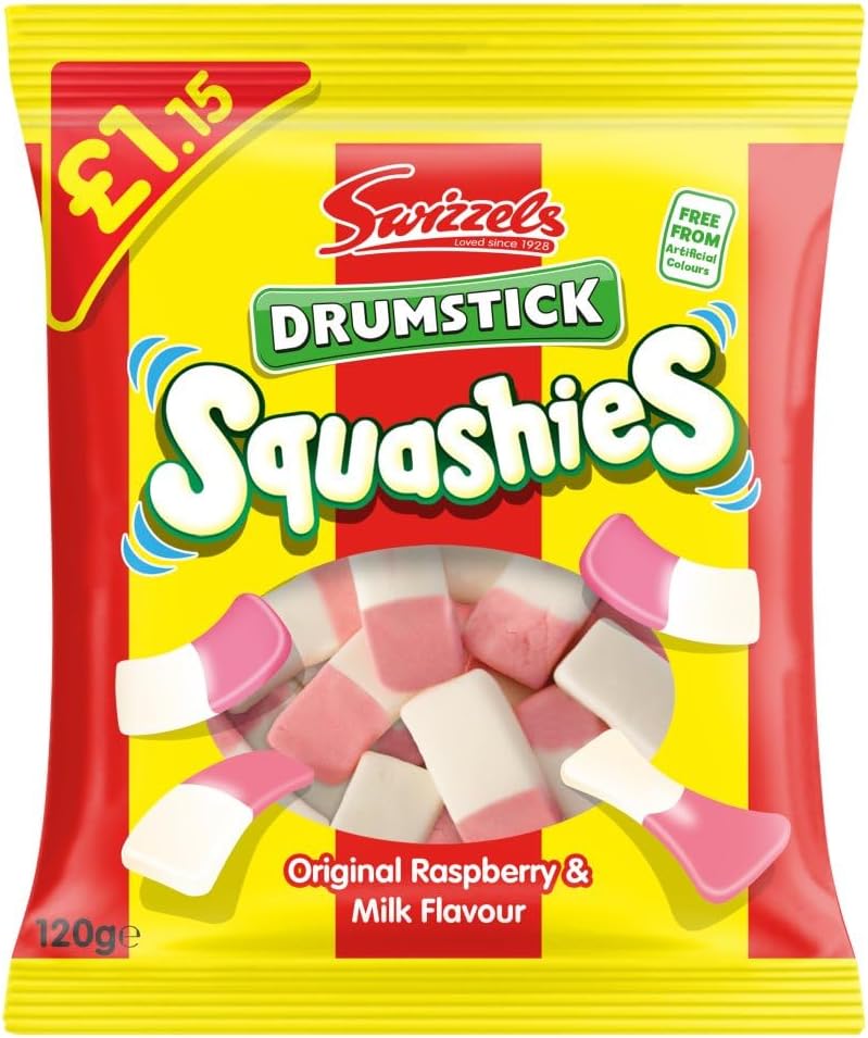 Swizzels Drumstick Squashies Original Raspberry & Milk Flavour 12 x 120g PMP