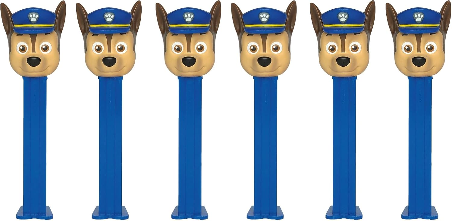 Paw Patrol Chase PEZ Candy Dispensers Birthday Party Favors - Set of 6 Chase PEZ Dispensers with Candy Refills | Paw Patrol Gifts, Party Favor, Grab Bags