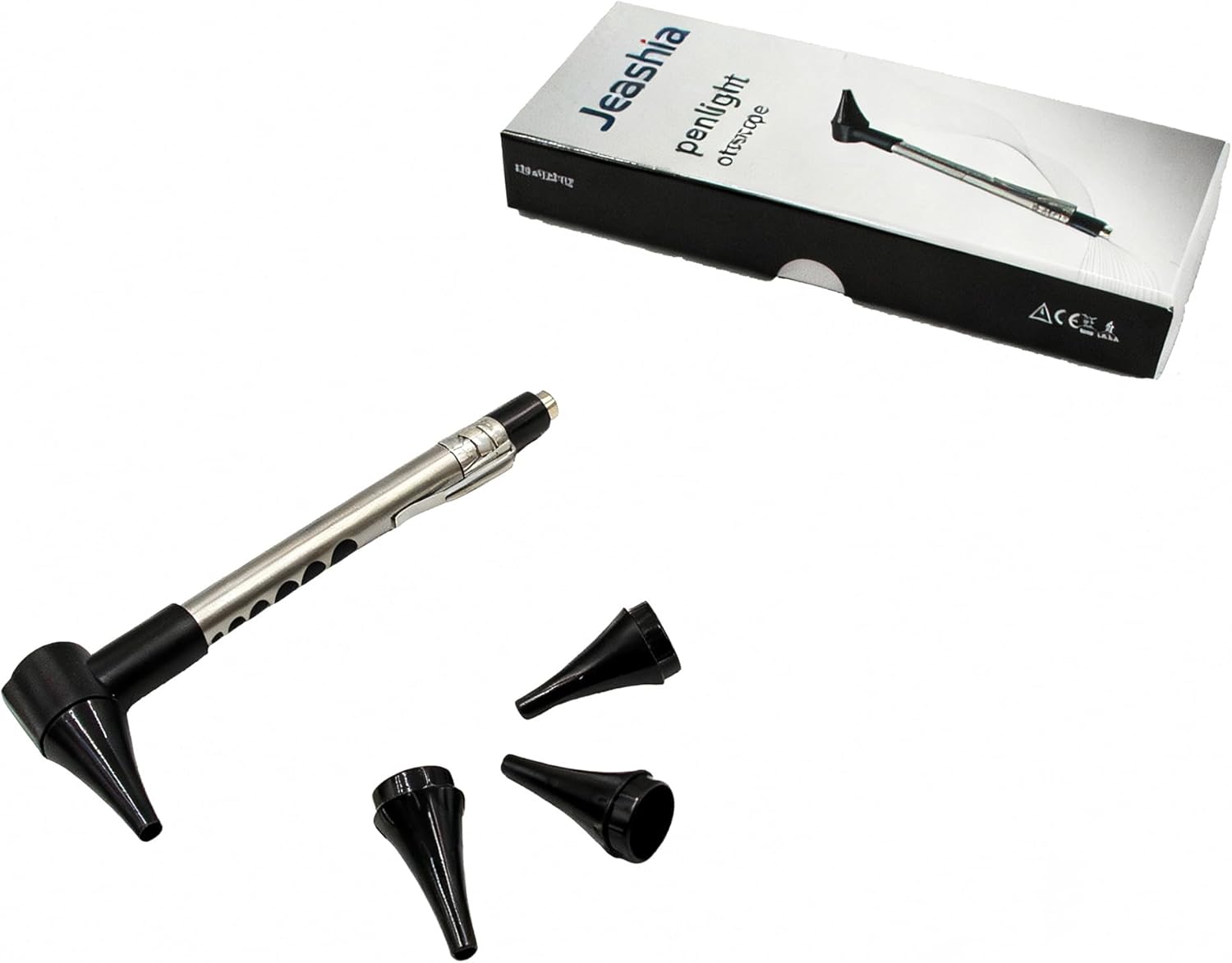 Stainless Steel Mini Diagnostic Otoscope with 3X Magnification, Bright LED Light, Clip and 3 Reusable and Easy-to-Clean Specula Sizes for Kids/Adults & Pet and 2 AAA Batteries