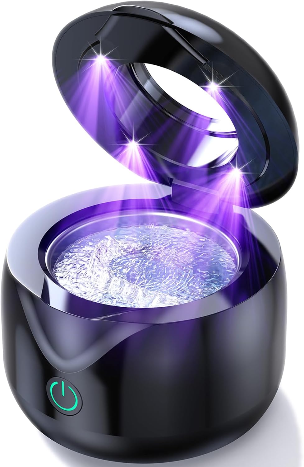 Ultrasonic Retainer Cleaner - UV Dental Cleaning Pod Night Guard Cleaner for Dentures, Aligner, Braces, Toothbrush Heads, Jewelry (Black)