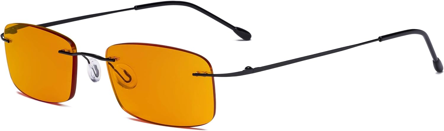 Eyekepper Titanium Rimless Orange Tinted Lenses Computer Reading Glasses Readers Men Women