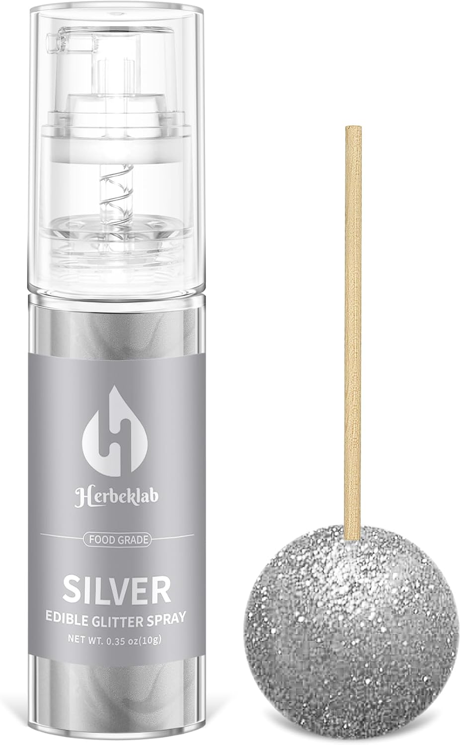 Silver Edible Glitter Spray - 10g Edible Silver Glitter for Cakes Food Grade Metallic Shimmer Powder Cake Sprinkles for Cookie Decorating Chocolate Strawberry