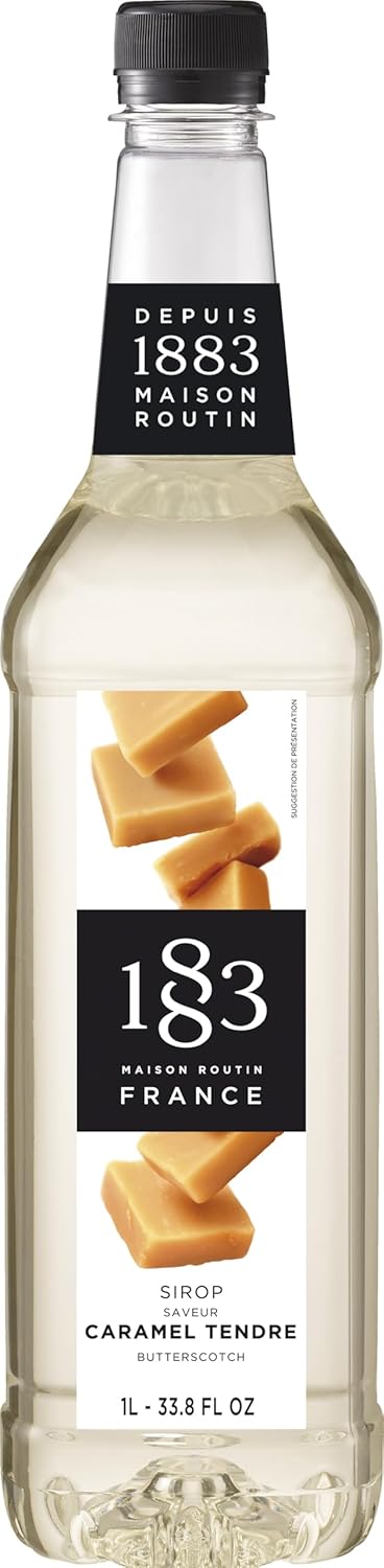 1883 Butterscotch Syrup for Drinks, Made in France, 1 Liter Plastic Bottle