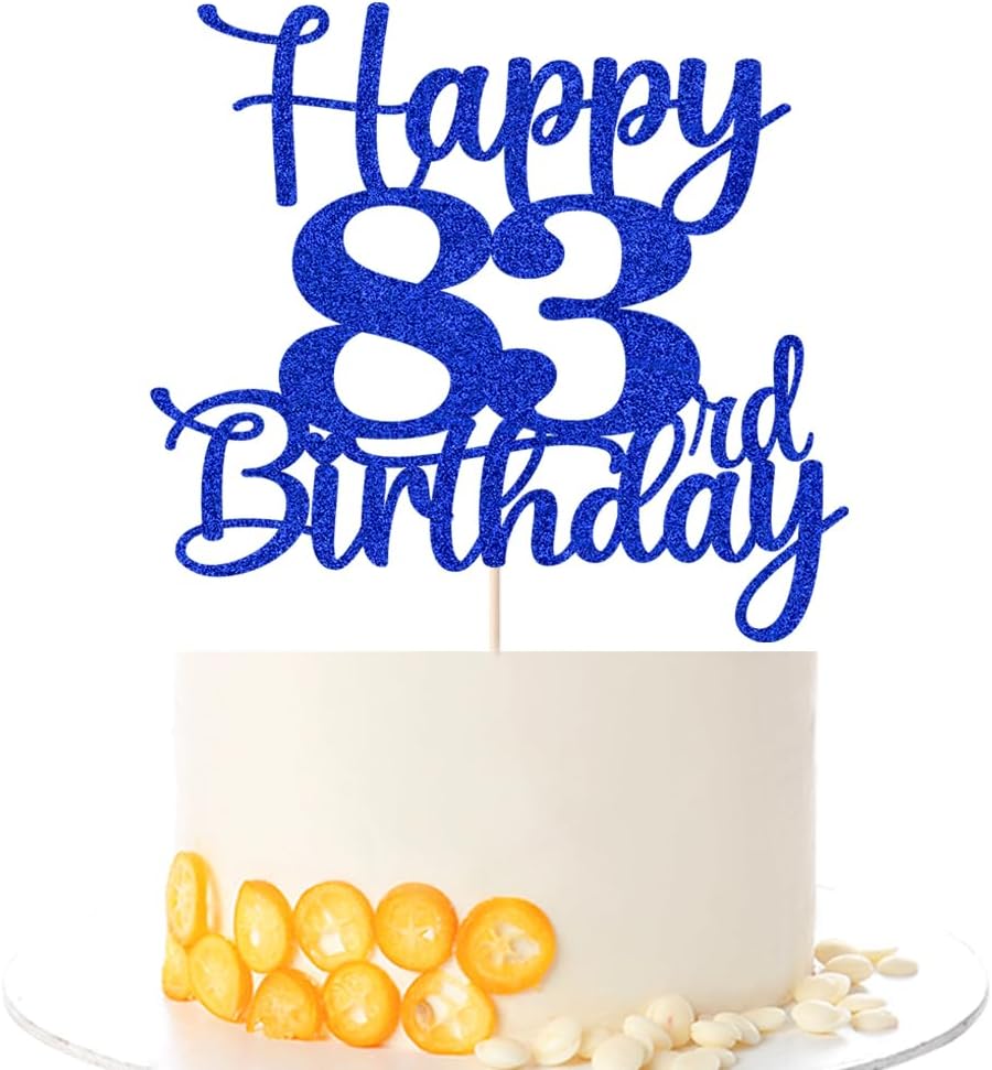 Kaoenla Glitter Happy 83rd Birthday Cake Topper,Hello 83，Cheers to 83 Years,83rd Anniversary & 83 years old birthday Party Decoration